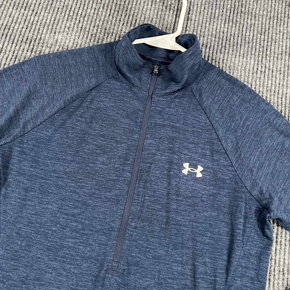 Under Armour Pullover Shirt Womens Medium Blue Long Sleeve Loose Fit Heat Gear